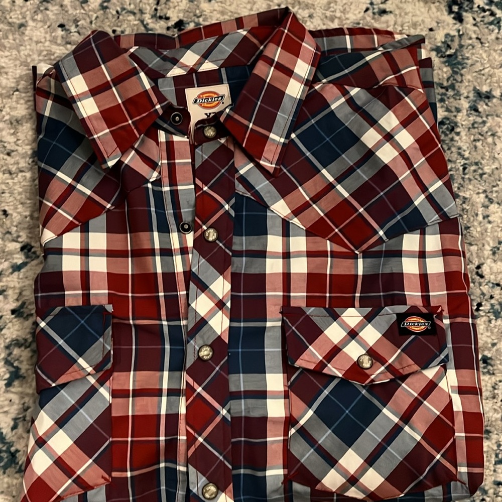 Dickies button down snap short sleeve XL